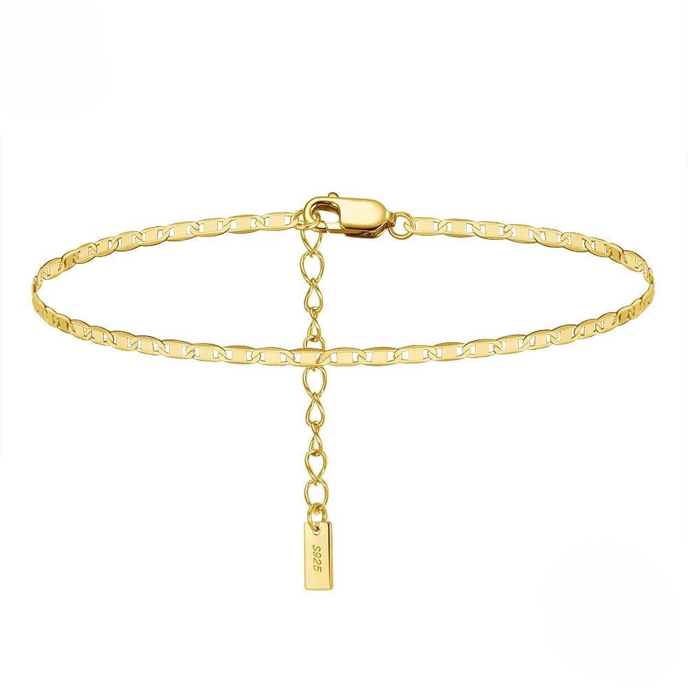 Sparkle Mirror Chain Anklets for Women 925 sterling steel