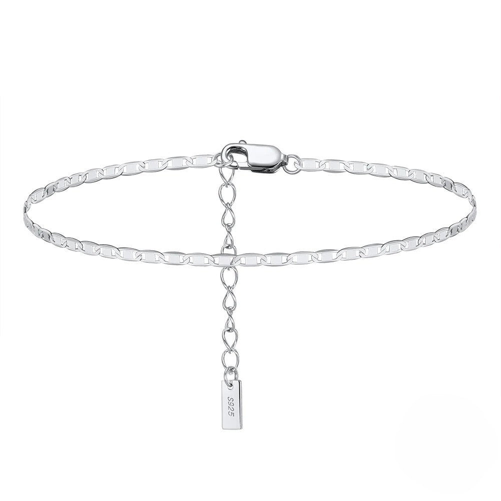 Sparkle Mirror Chain Anklets for Women 925 sterling steel