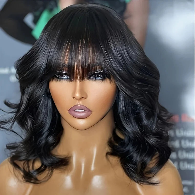 Lace Wig Bob Wigs with Bangs Brazilian Virgin Human Hair