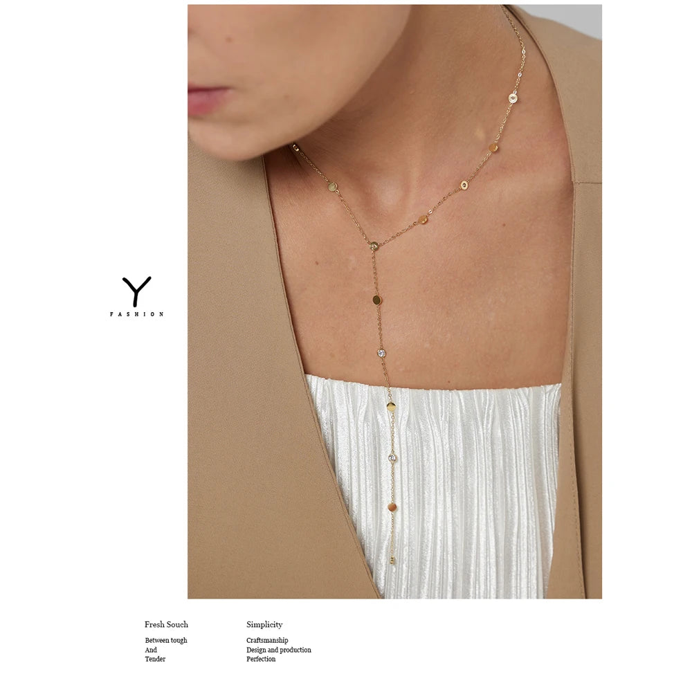 Long Pendant Necklace Minimalist 18 K Collar Fashion Jewelry