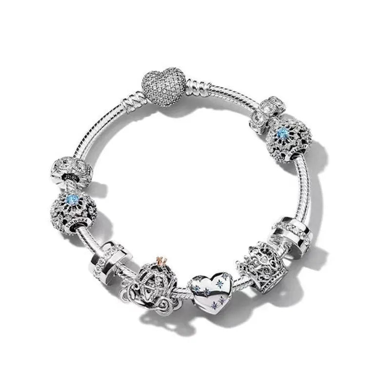 925 fine heart-shaped snake bone bracelet for women