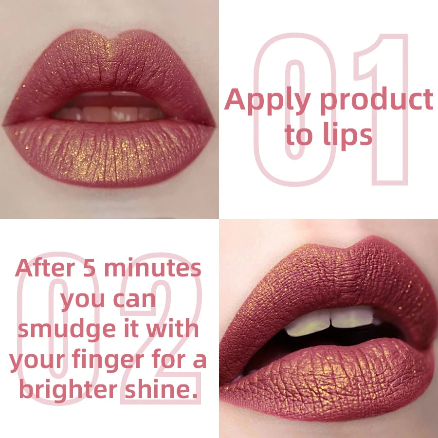Metallic Lip Glaze Shiny Long Lasting Lip Gloss Waterproof Makeup Lip Oil