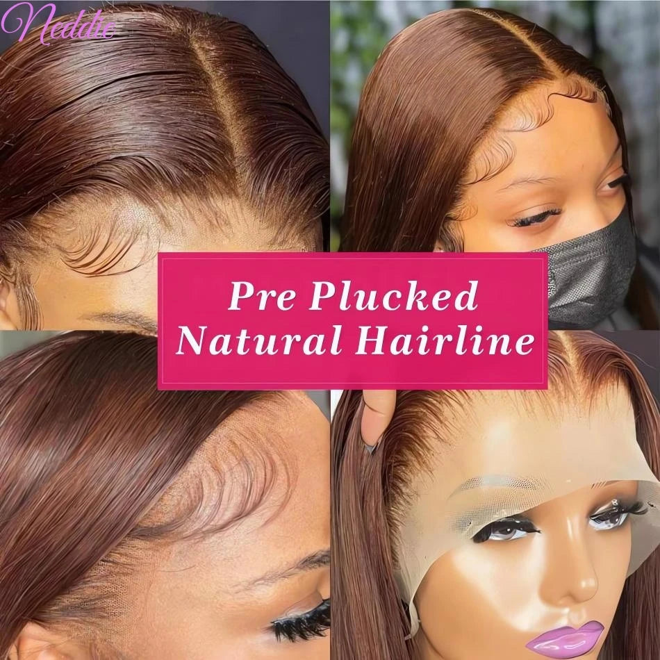 MELANY - Chocolate Brown Lace Straight Human Hair.