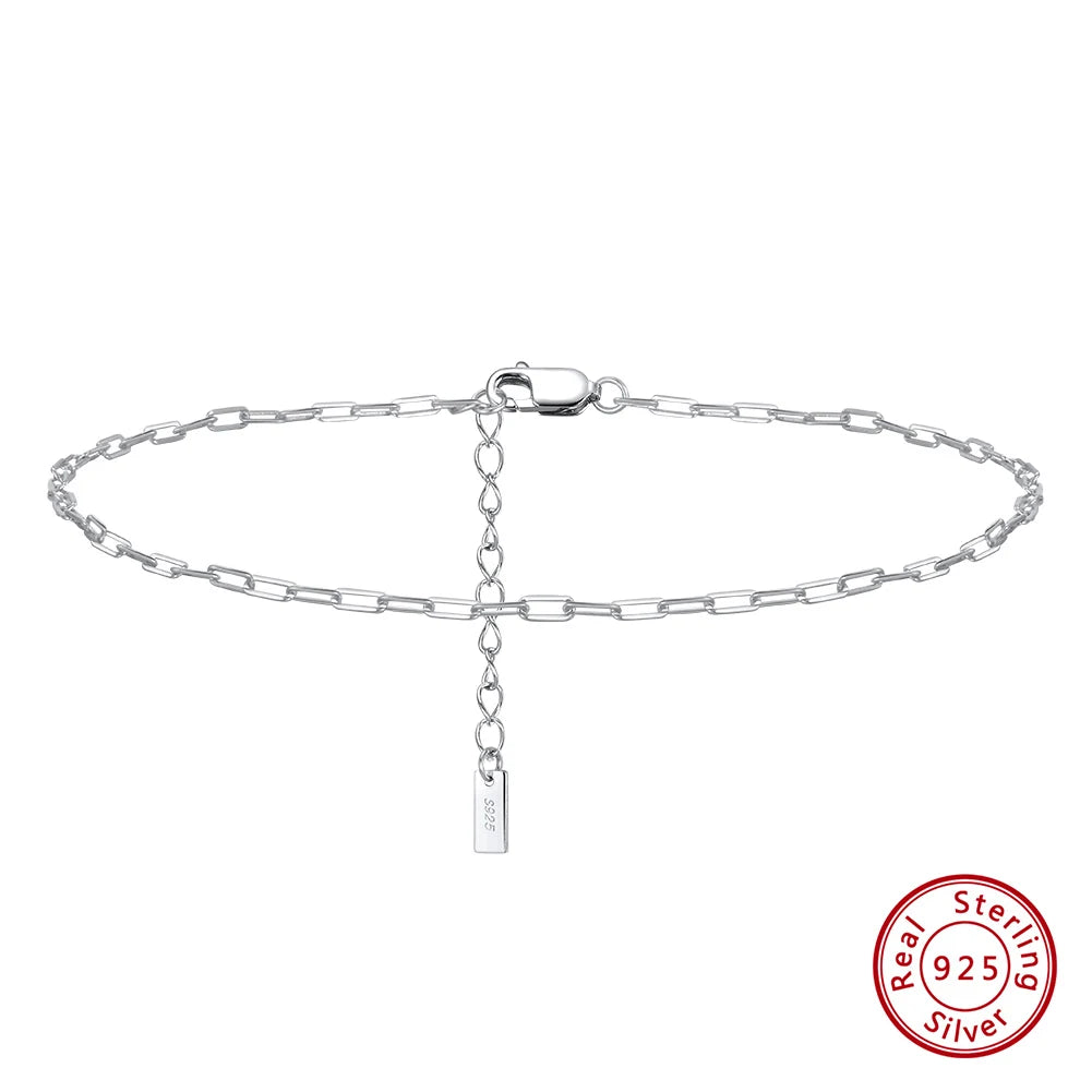Sparkle Mirror Chain Anklets for Women 925 sterling steel