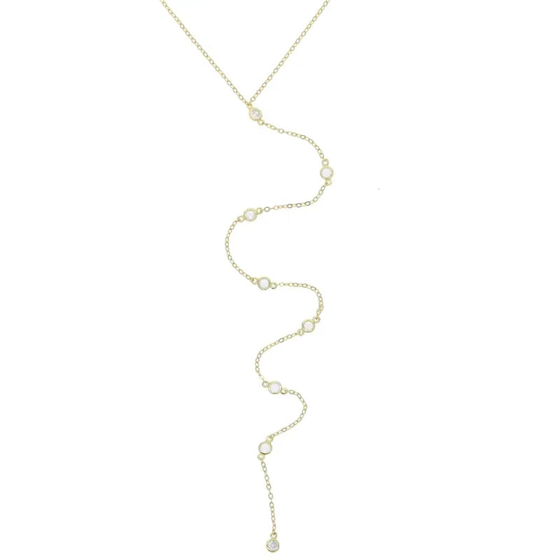 925 Sterling Silver Rose Gold Sexy Long Y Necklace for Women