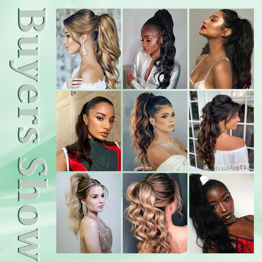 Ponytail Extension Synthetic Claw Clip in Hairpiece Curly Wavy.