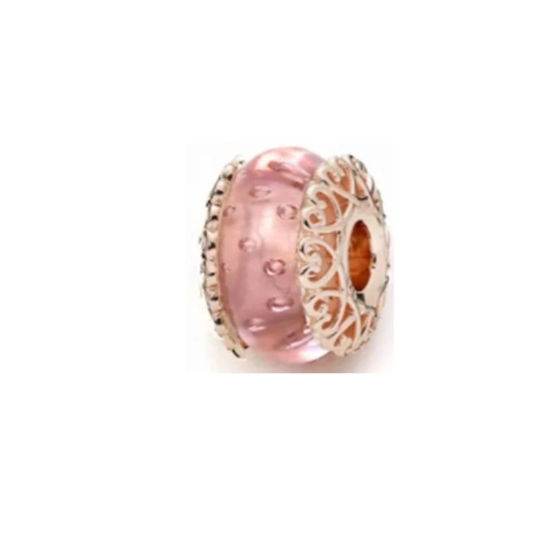 Hot Sale Rose Gold Charm Beads Fit Original 925 Silver Bracelet Women Jewelry