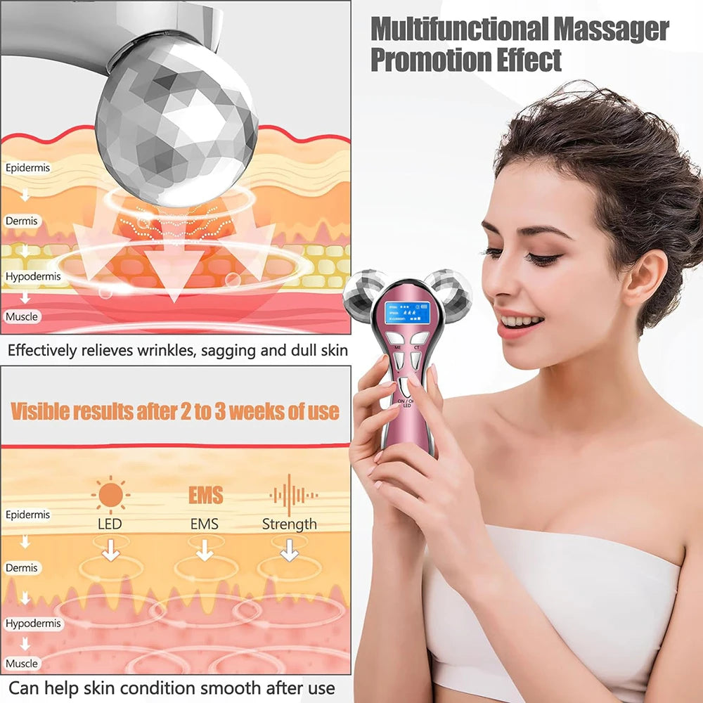 Face Microcurrent Vibration Facial V Lifting Massage Devices 4D