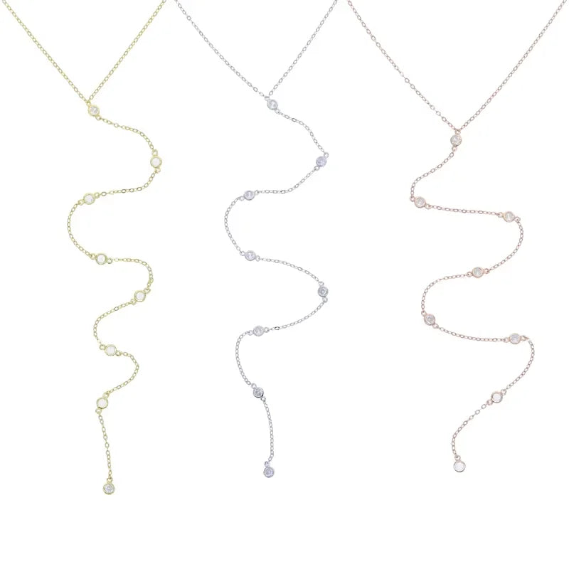 925 Sterling Silver Rose Gold Sexy Long Y Necklace for Women