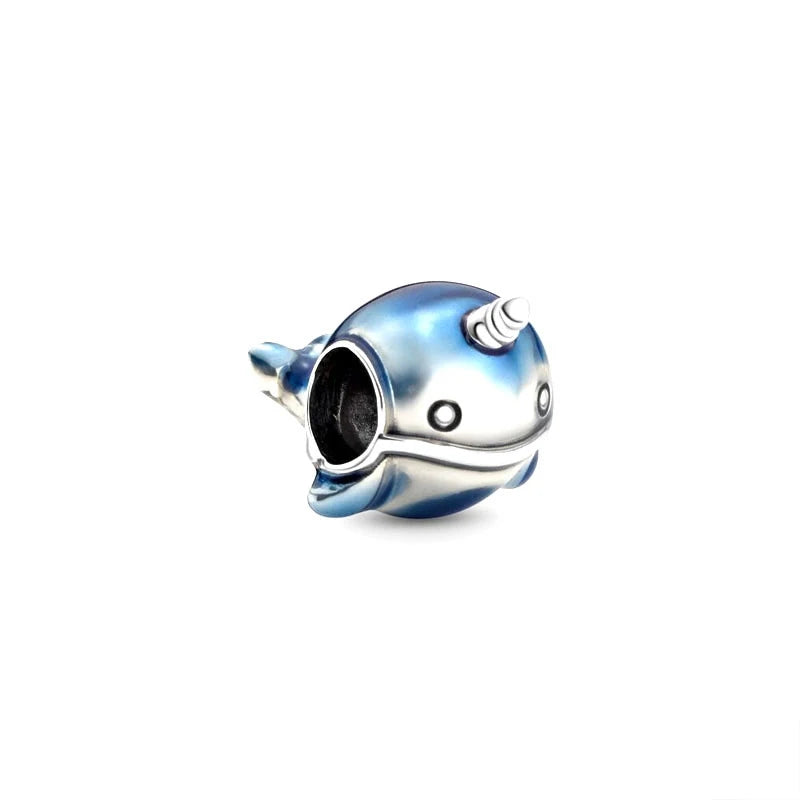 Blue Marine Organism Series Charm Jewelry Fit Original 925 Sterling Silver