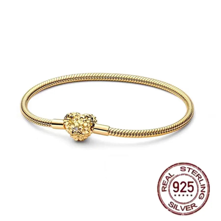 925 fine heart-shaped snake bone bracelet for women