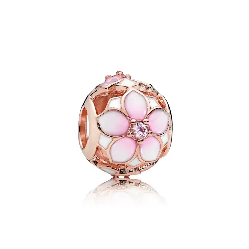 Hot Sale Rose Gold Charm Beads Fit Original 925 Silver Bracelet Women Jewelry