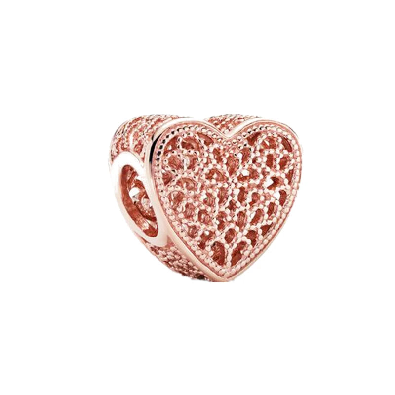 Hot Sale Rose Gold Charm Beads Fit Original 925 Silver Bracelet Women Jewelry