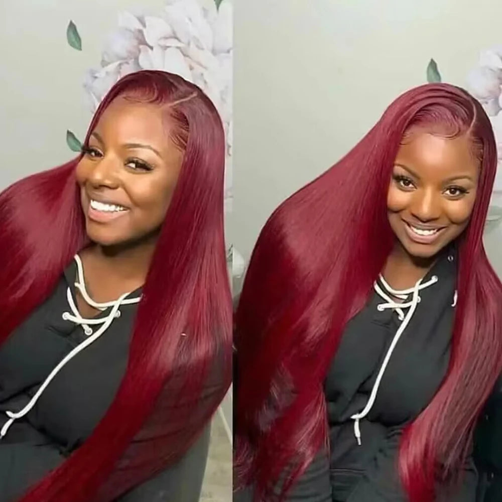GIANNA - Burgundy HD Lace Frontal Human Hair Wig Straight Red Human Hair