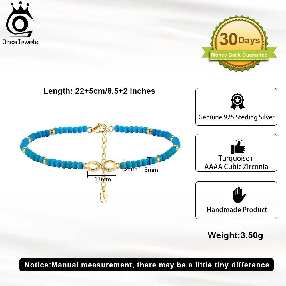 925 Sterling Silver Infinity Anklet for Women