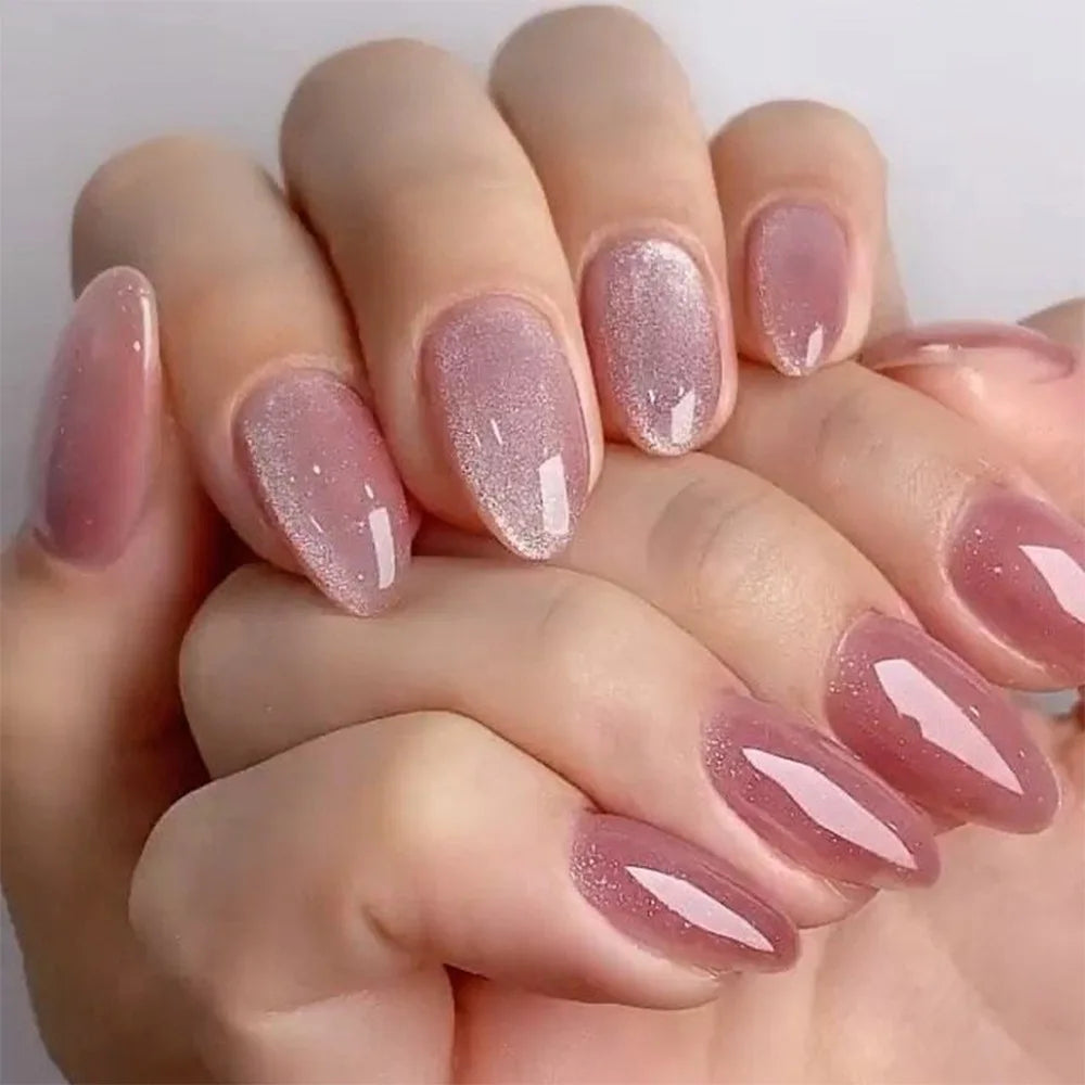 Cat Eye French Sheer Manicure Tip Art 3D Acrylic Nails
