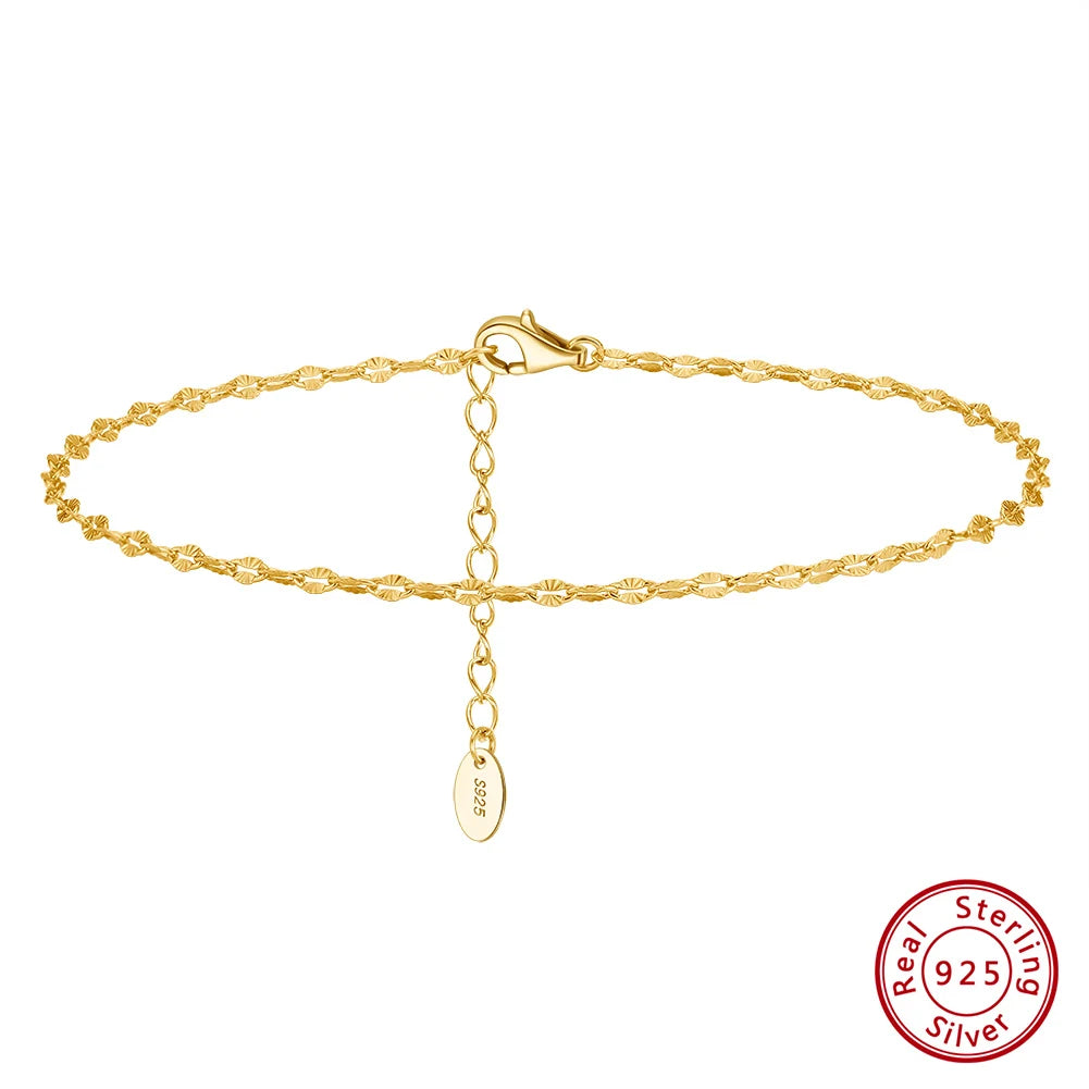 Sparkle Mirror Chain Anklets for Women 925 sterling steel
