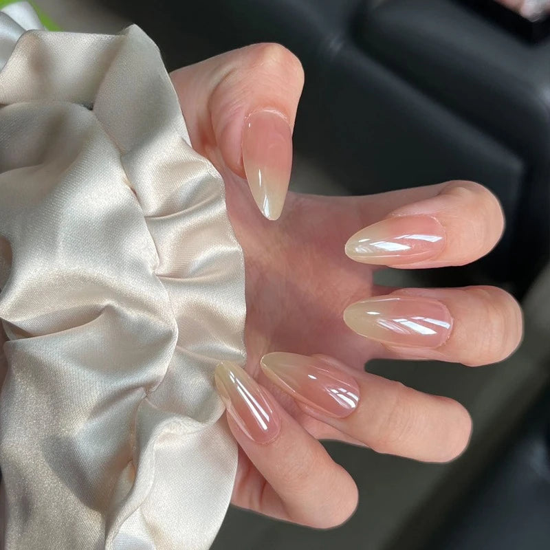 Cat Eye French Sheer Manicure Tip Art 3D Acrylic Nails