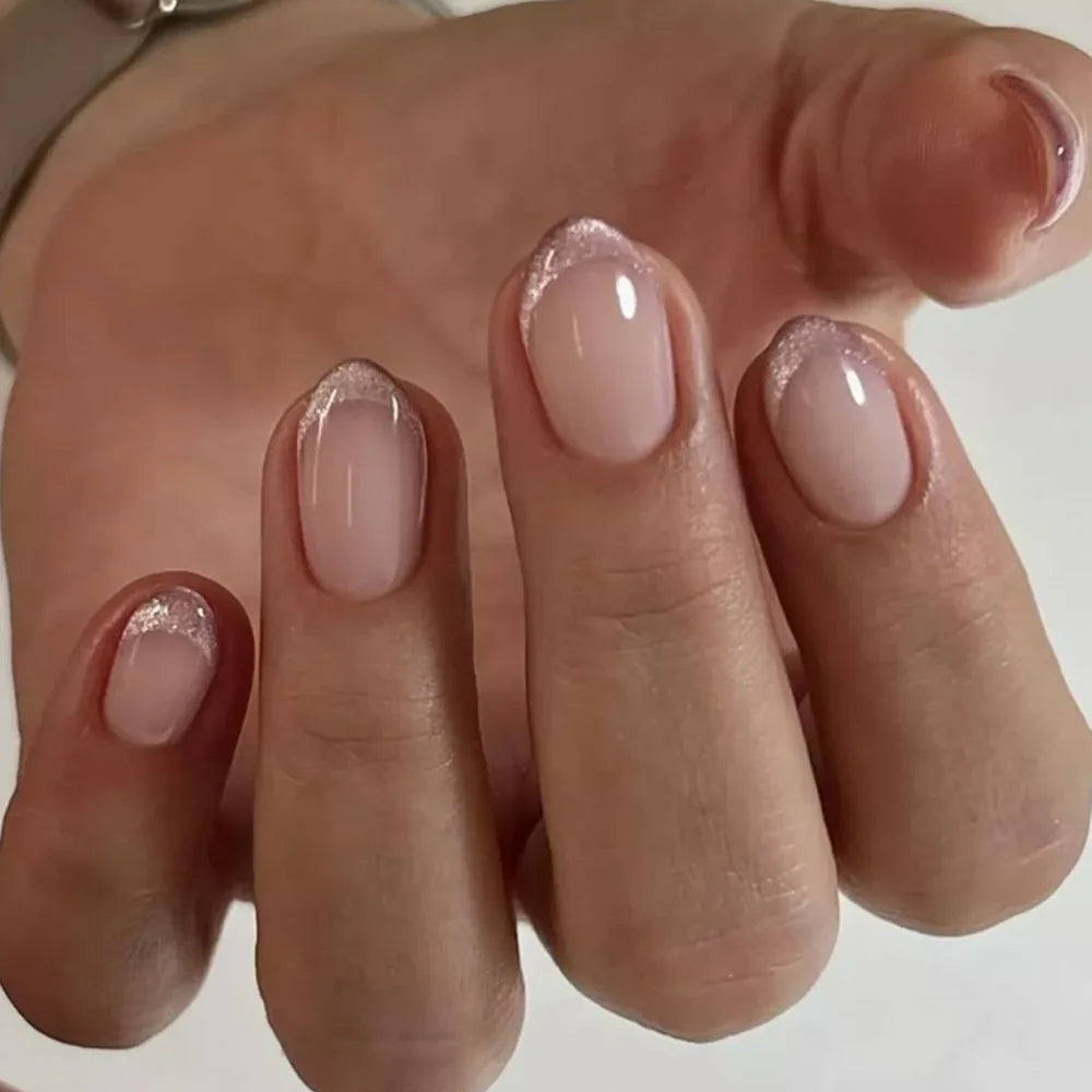 Cat Eye French Sheer Manicure Tip Art 3D Acrylic Nails