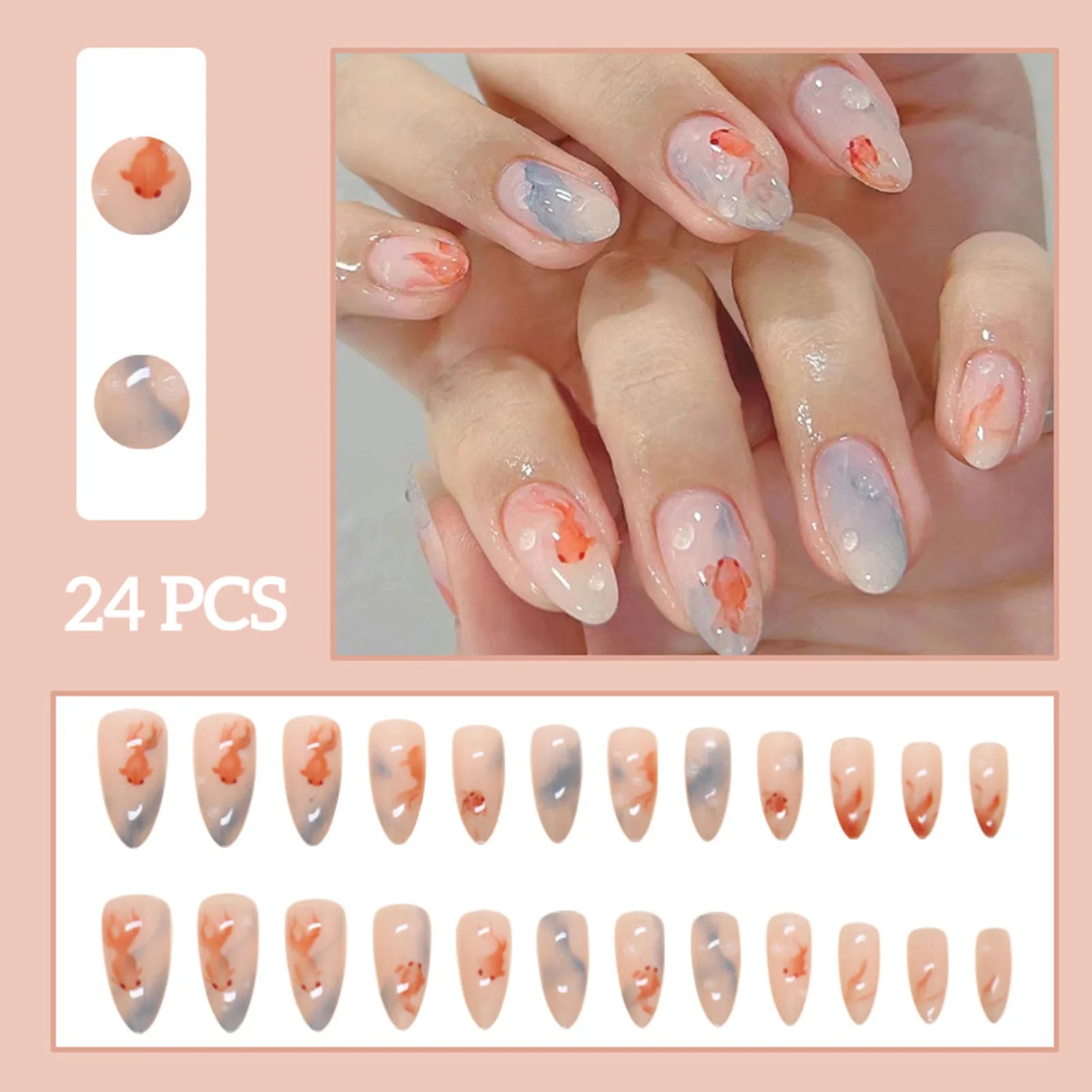 Nails Almond Shaped Press on Nails - 24pcs