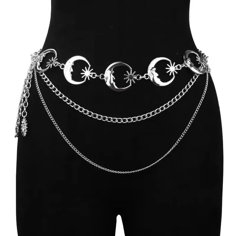 Moon Sun Waist Chain Metal Waist Belts for Women