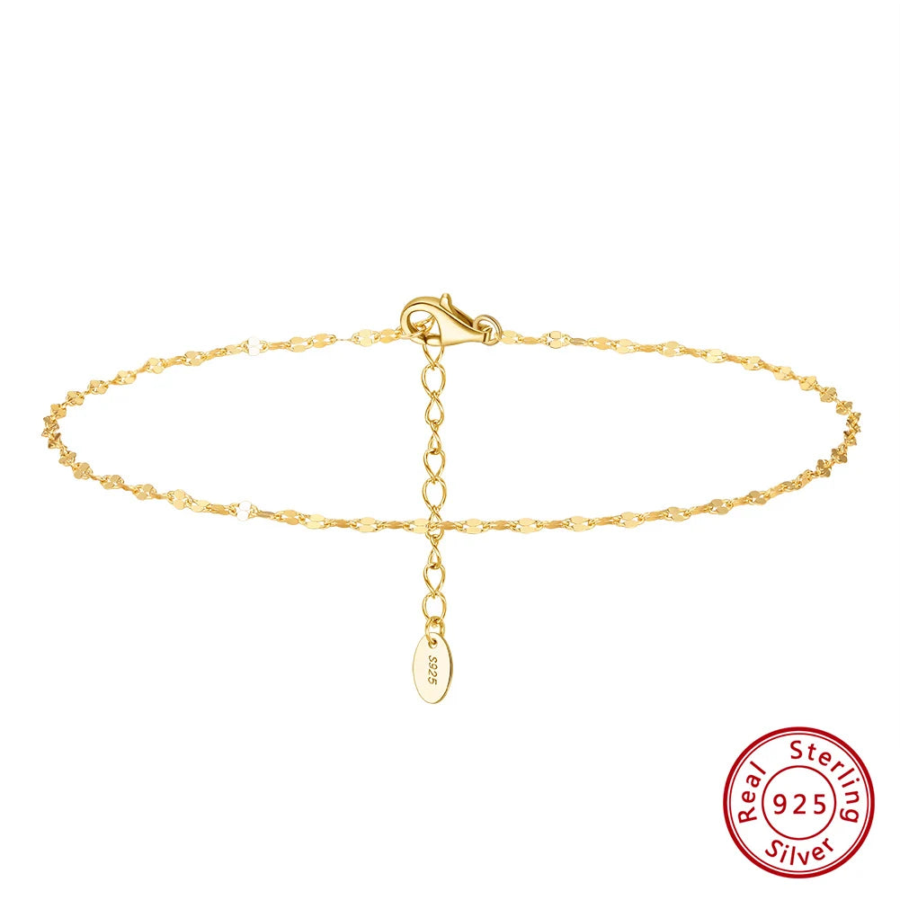 Sparkle Mirror Chain Anklets for Women 925 sterling steel