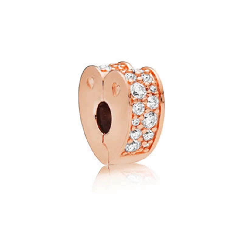 Hot Sale Rose Gold Charm Beads Fit Original 925 Silver Bracelet Women Jewelry