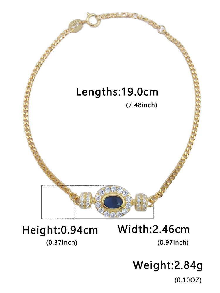 Women Bracelet Blue / Red Zirconia Elegant Vintage - 925 Sterling Silver