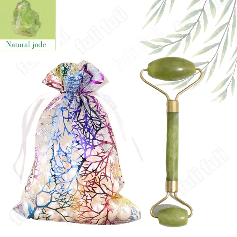 Roller Massage Spa Pink Face Natural Stone Tool Facial Lift Up