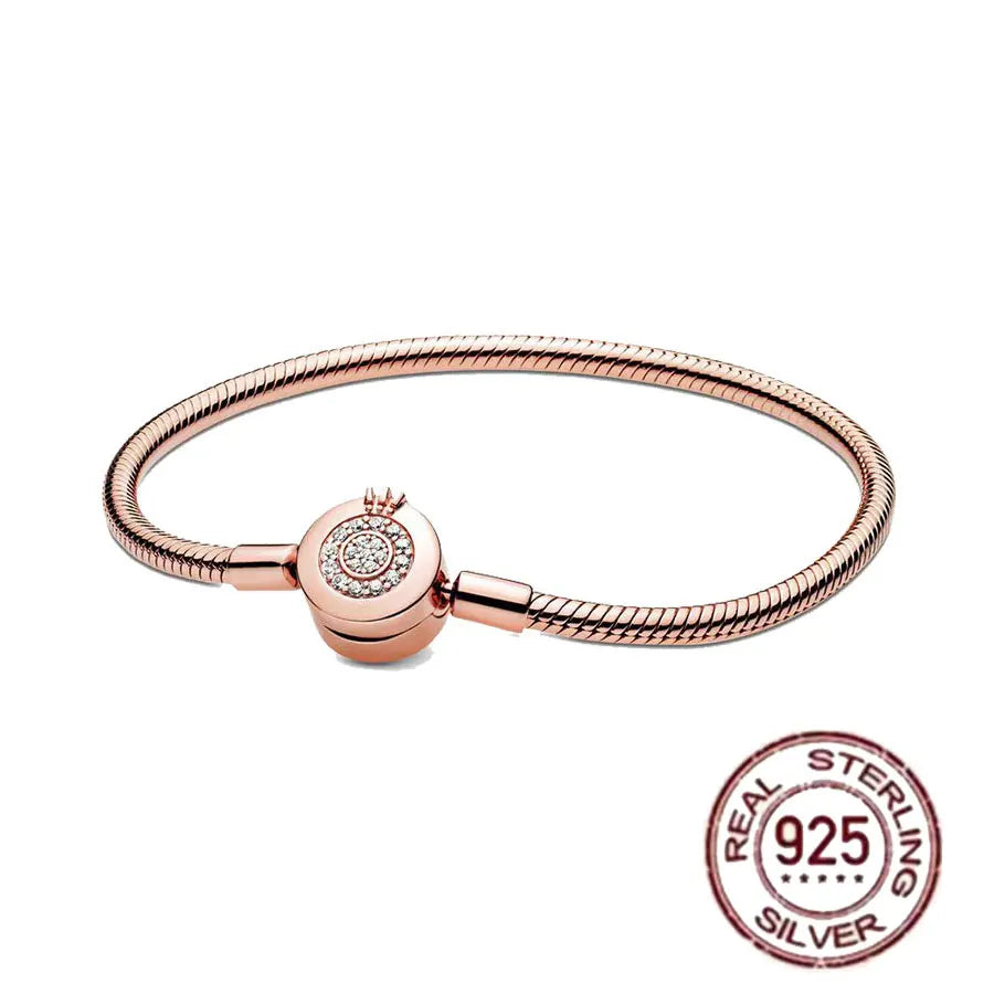 925 fine heart-shaped snake bone bracelet for women