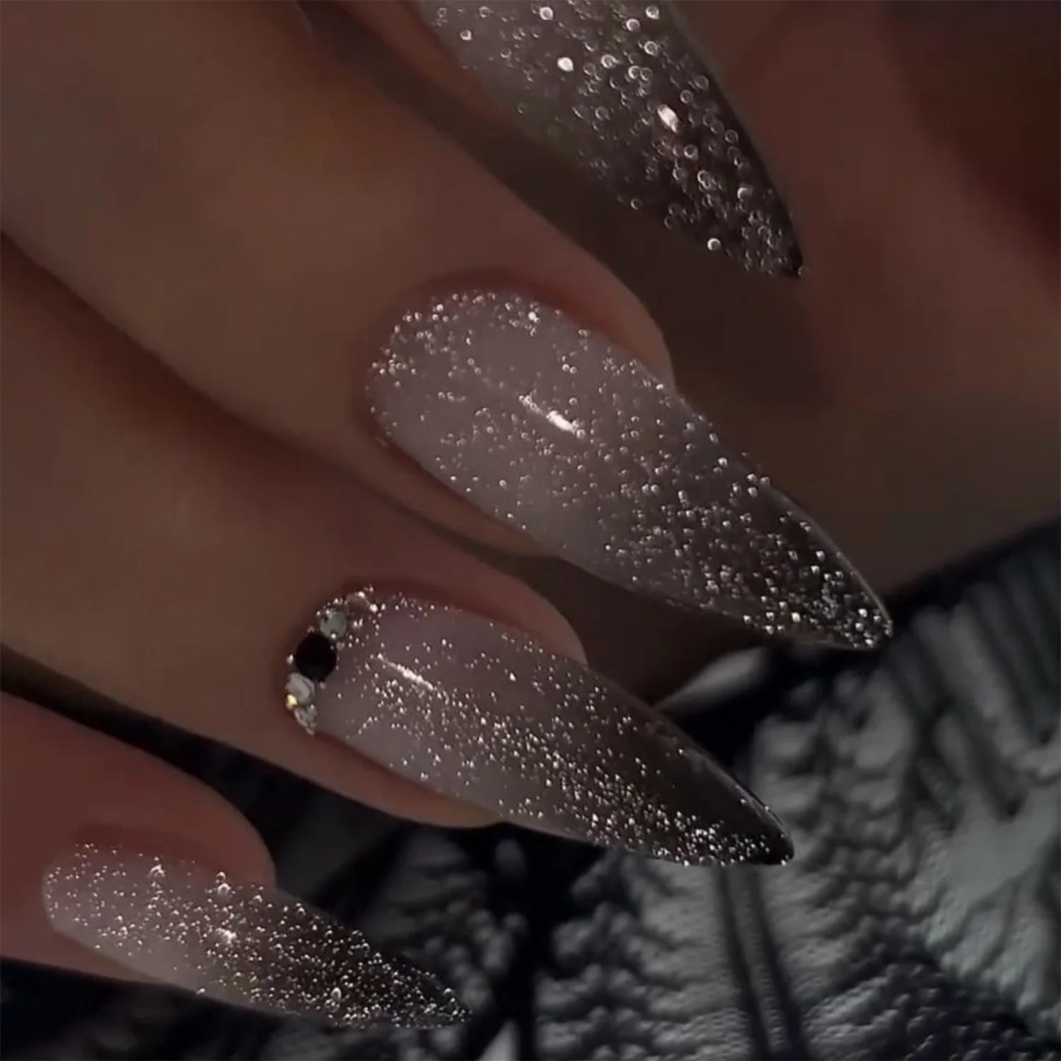 Cat Eye French Sheer Manicure Tip Art 3D Acrylic Nails