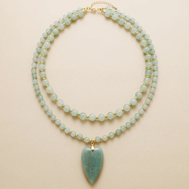 Natural Stones Crystal Heart Teardrop Pendant Necklaces - Bohemia Gemstones