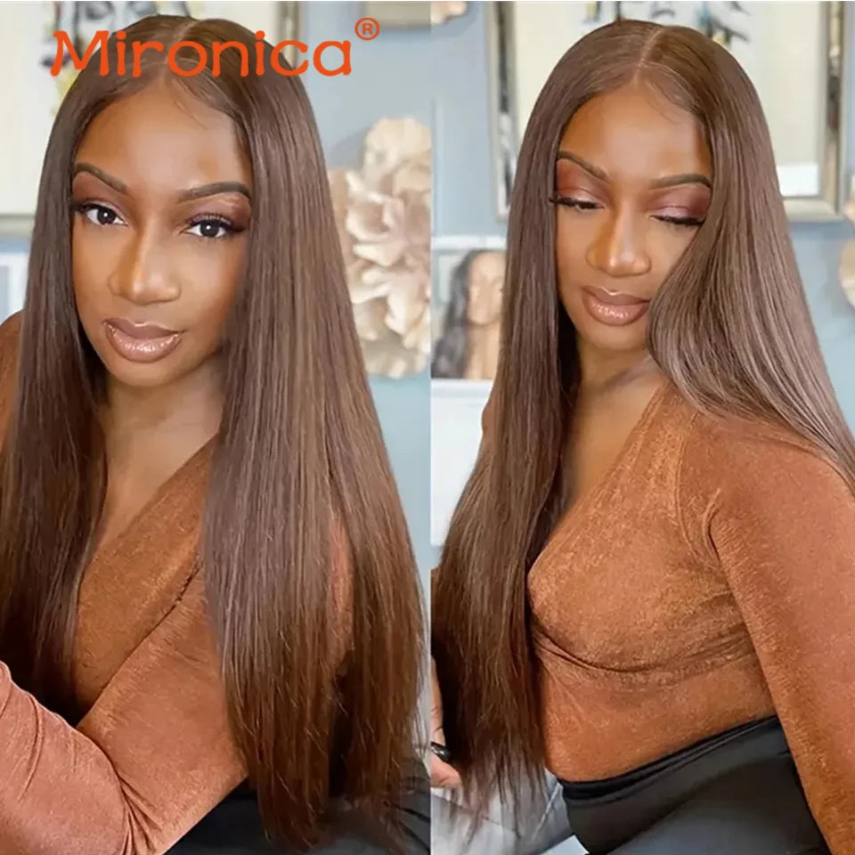 Straight Chocolate Brown Human Hair Bundles Deal - Human Hair Extensions