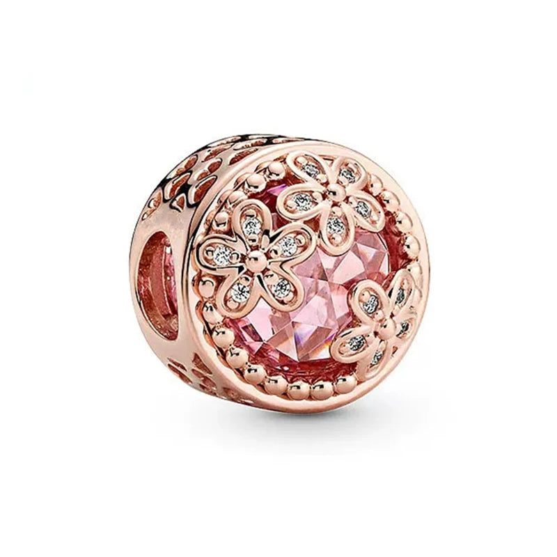 Hot Sale Rose Gold Charm Beads Fit Original 925 Silver Bracelet Women Jewelry