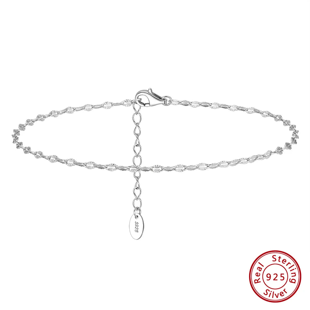 Sparkle Mirror Chain Anklets for Women 925 sterling steel
