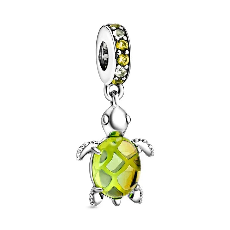 Blue Marine Organism Series Charm Jewelry Fit Original 925 Sterling Silver