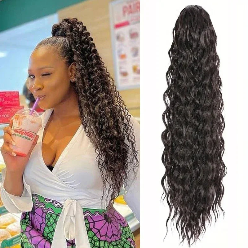 Curly Drawstring Ponytail Extension Synthetic Hair