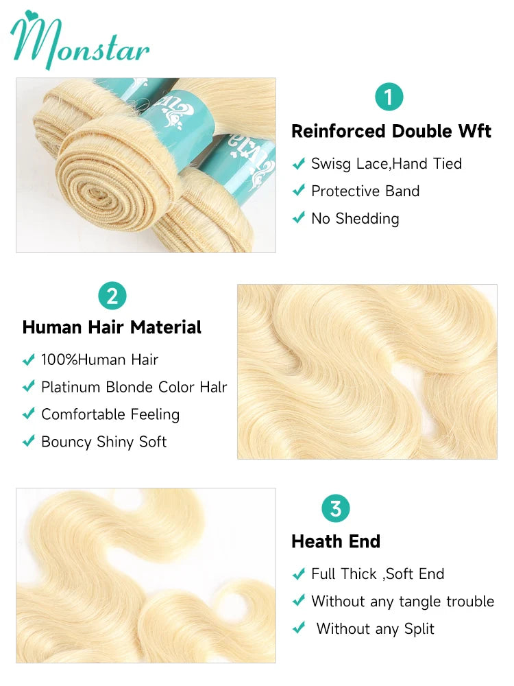 Blonde Hair Extension Brazilian Hair Weave Bundles Human Hair