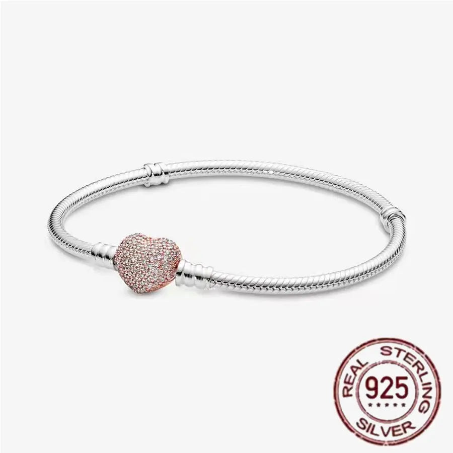925 fine heart-shaped snake bone bracelet for women