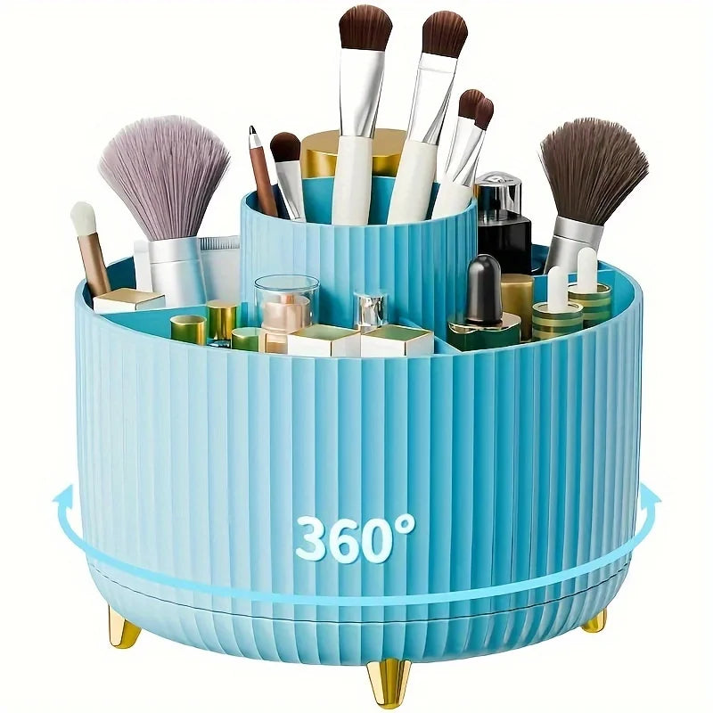 Cosmetic Storage Box with 5 Compartments - 360-Degree Rotating