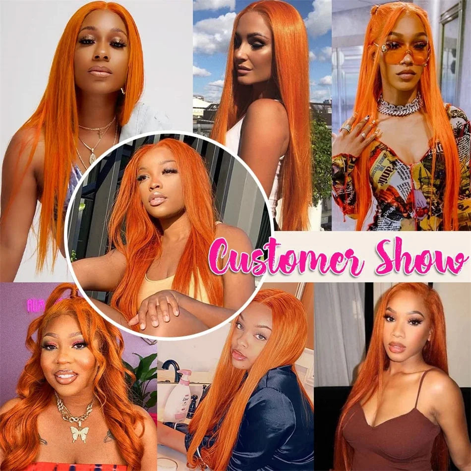 HD Orange Ginger Lace Front Wig 100% Human Brazilian Hair