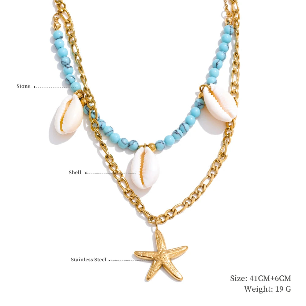 Ocean Charm Pendant Handmade Jewelry Golden Waterproof