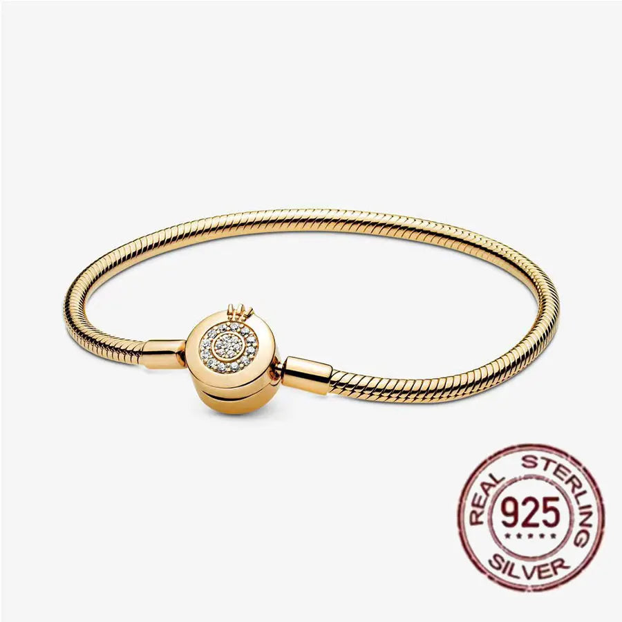 925 fine heart-shaped snake bone bracelet for women