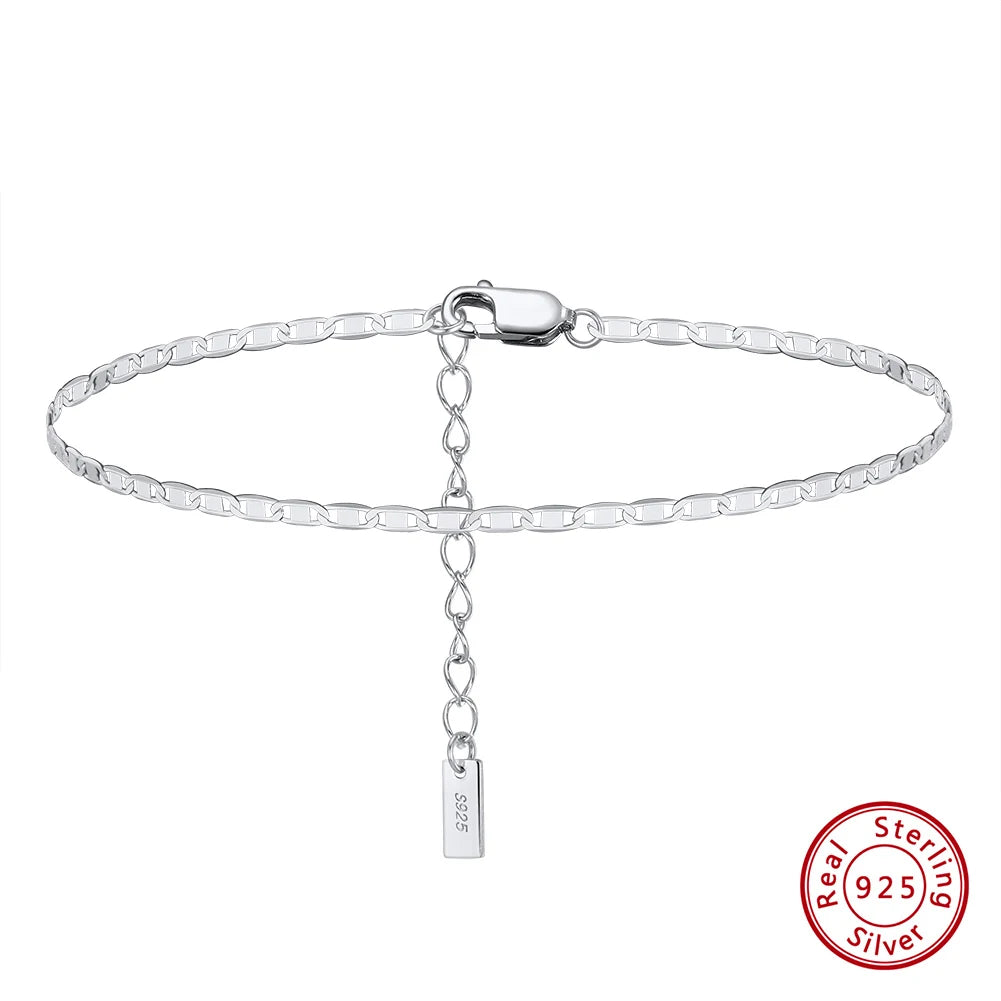 Sparkle Mirror Chain Anklets for Women 925 sterling steel