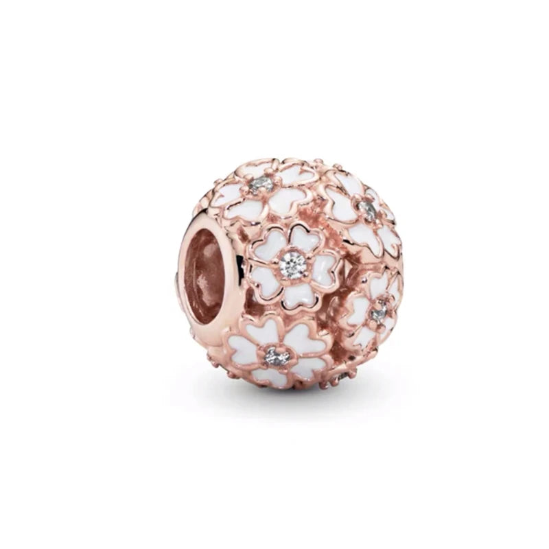 Hot Sale Rose Gold Charm Beads Fit Original 925 Silver Bracelet Women Jewelry