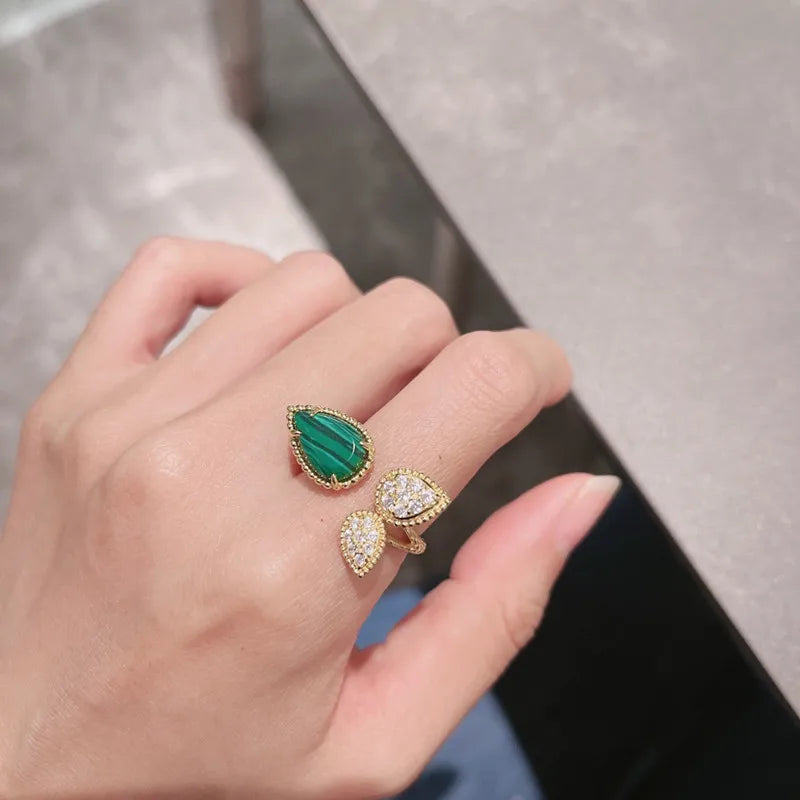 Gemstone Water Drop Ring for Women&