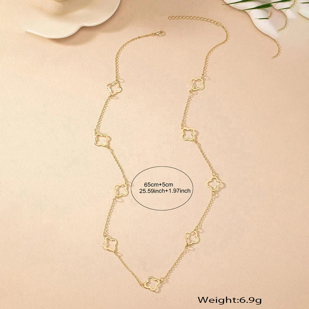 New Hollow Four-Leaf Clover Pendant Necklace Simple Fashion Design