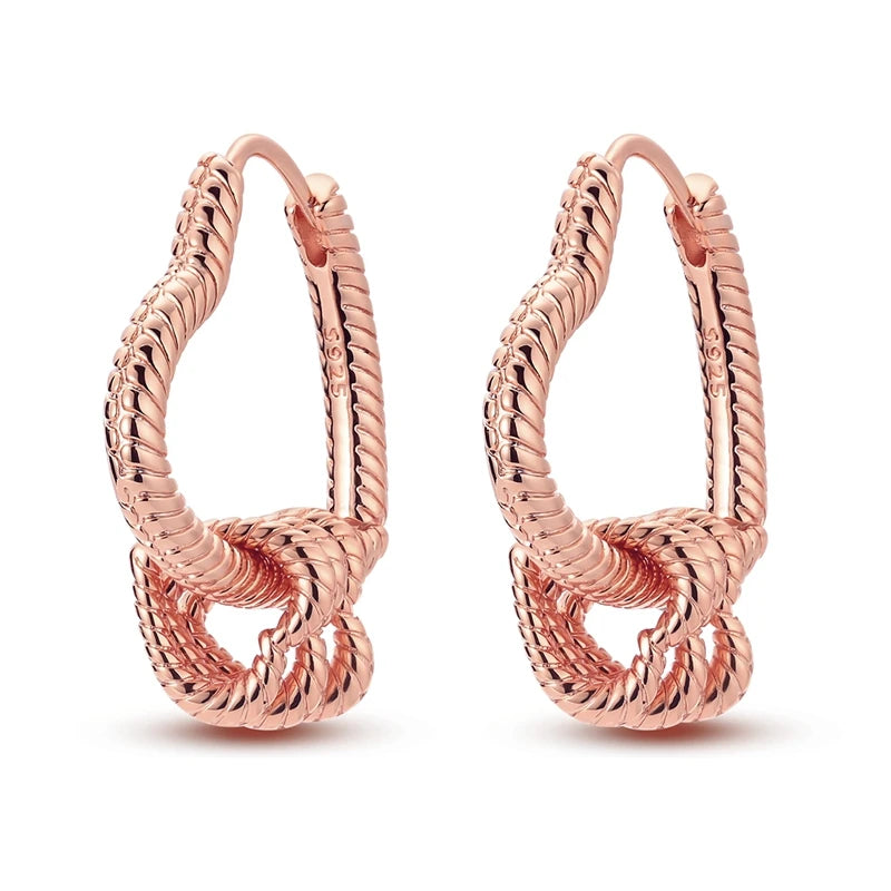925 Sterling Silver Geometric Rose Gold Series Drop Earrings for Woman