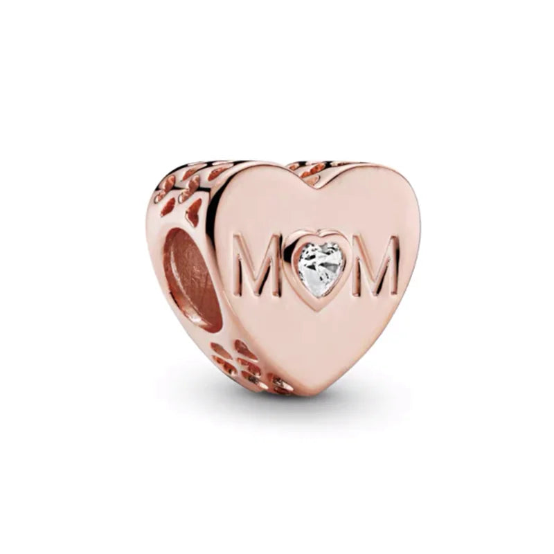 Hot Sale Rose Gold Charm Beads Fit Original 925 Silver Bracelet Women Jewelry