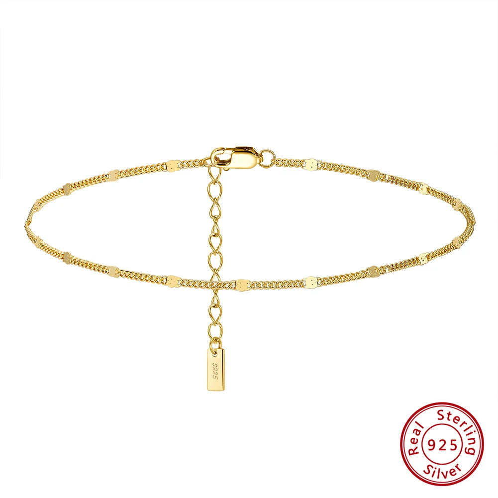 Sparkle Mirror Chain Anklets for Women 925 sterling steel